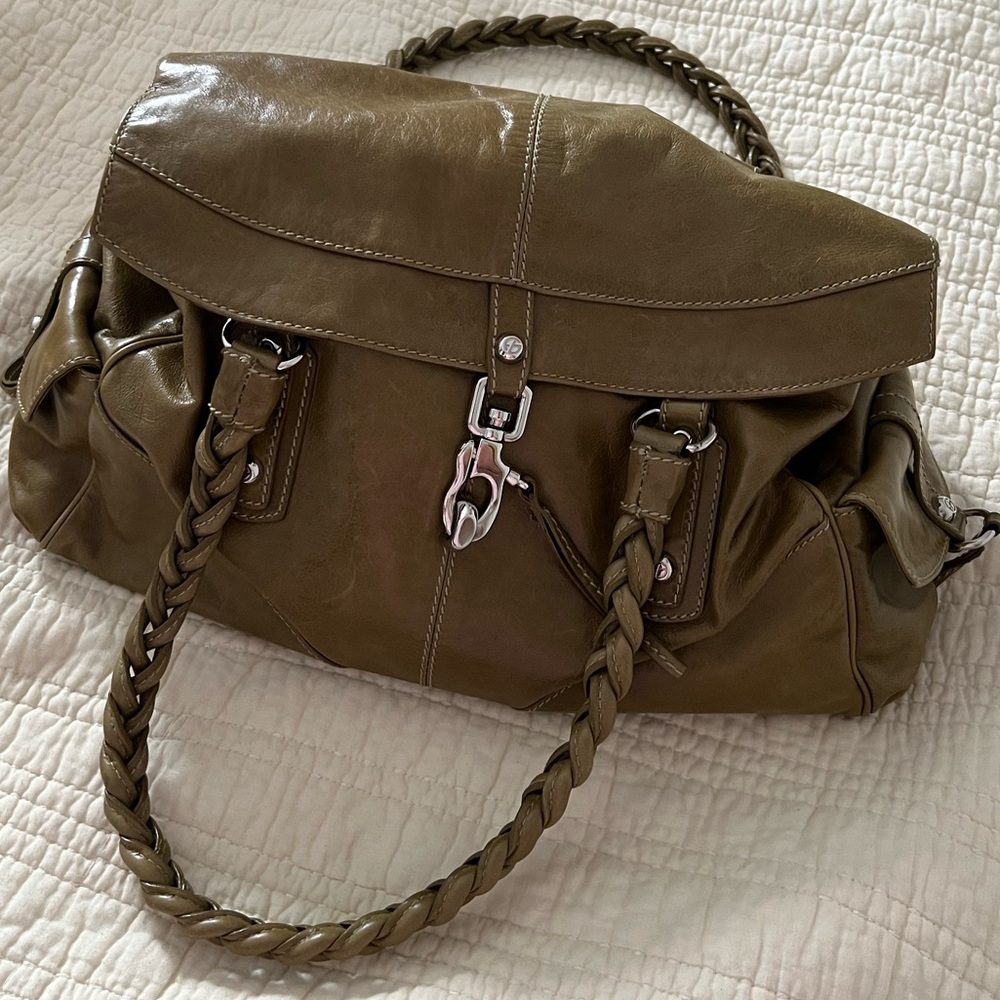 Francesco Biasia Rare Secret Love Olive Green Bag Satchel Handbag Purse Tote